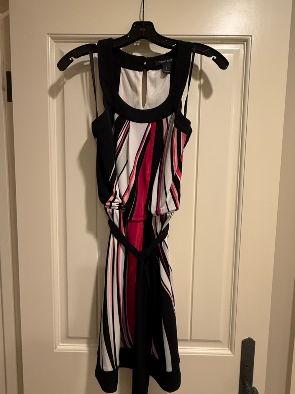 White House Black Market. Black, White & Pink Striped Mini Dress